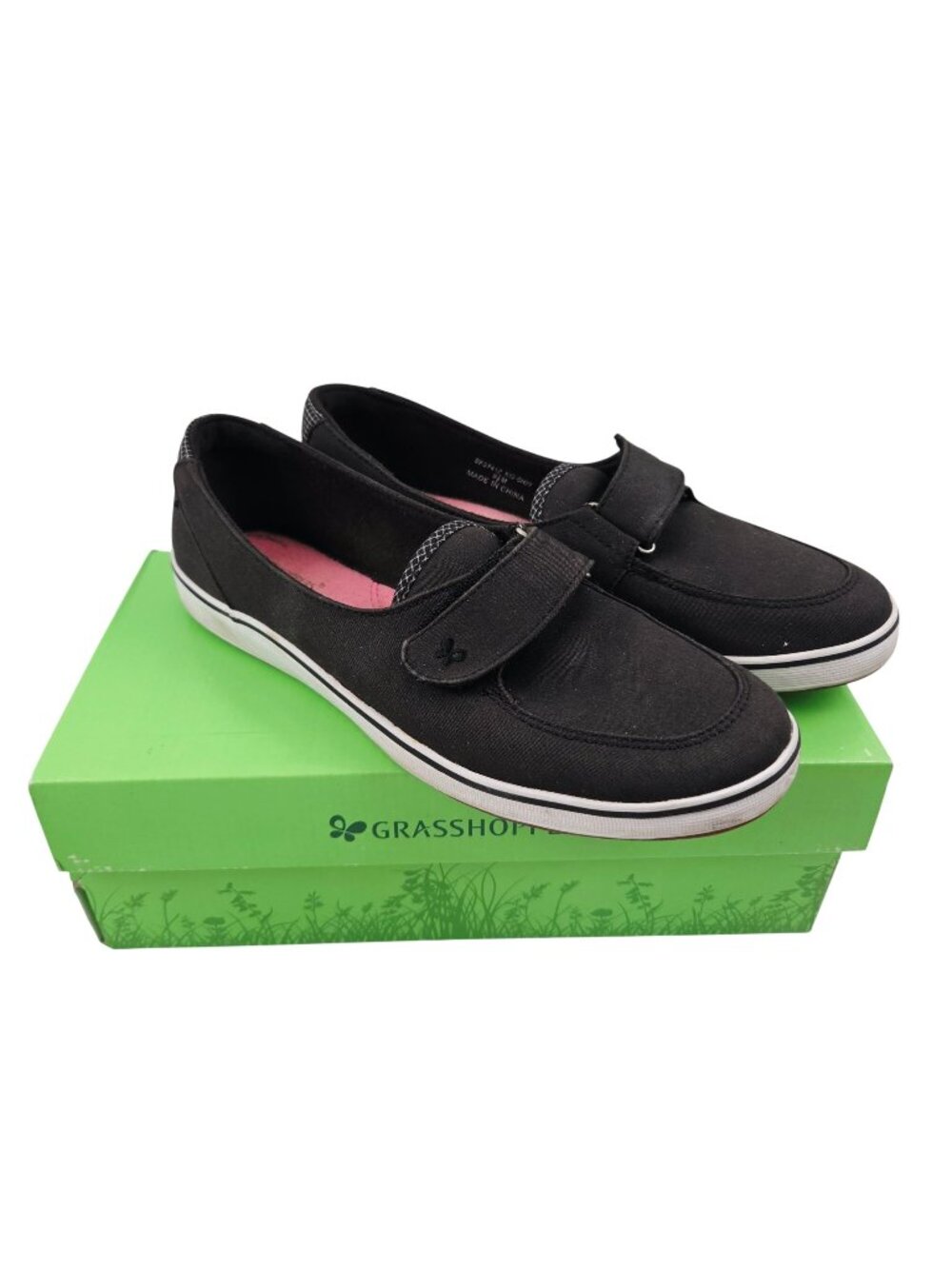 Grasshoppers Loafers Womens Size 9.5 Canyon Black Twill Canvas Comfort Shoes